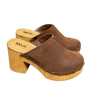 Mia Brown Faux Suede Block Heel Clog Size 8.5 NEW